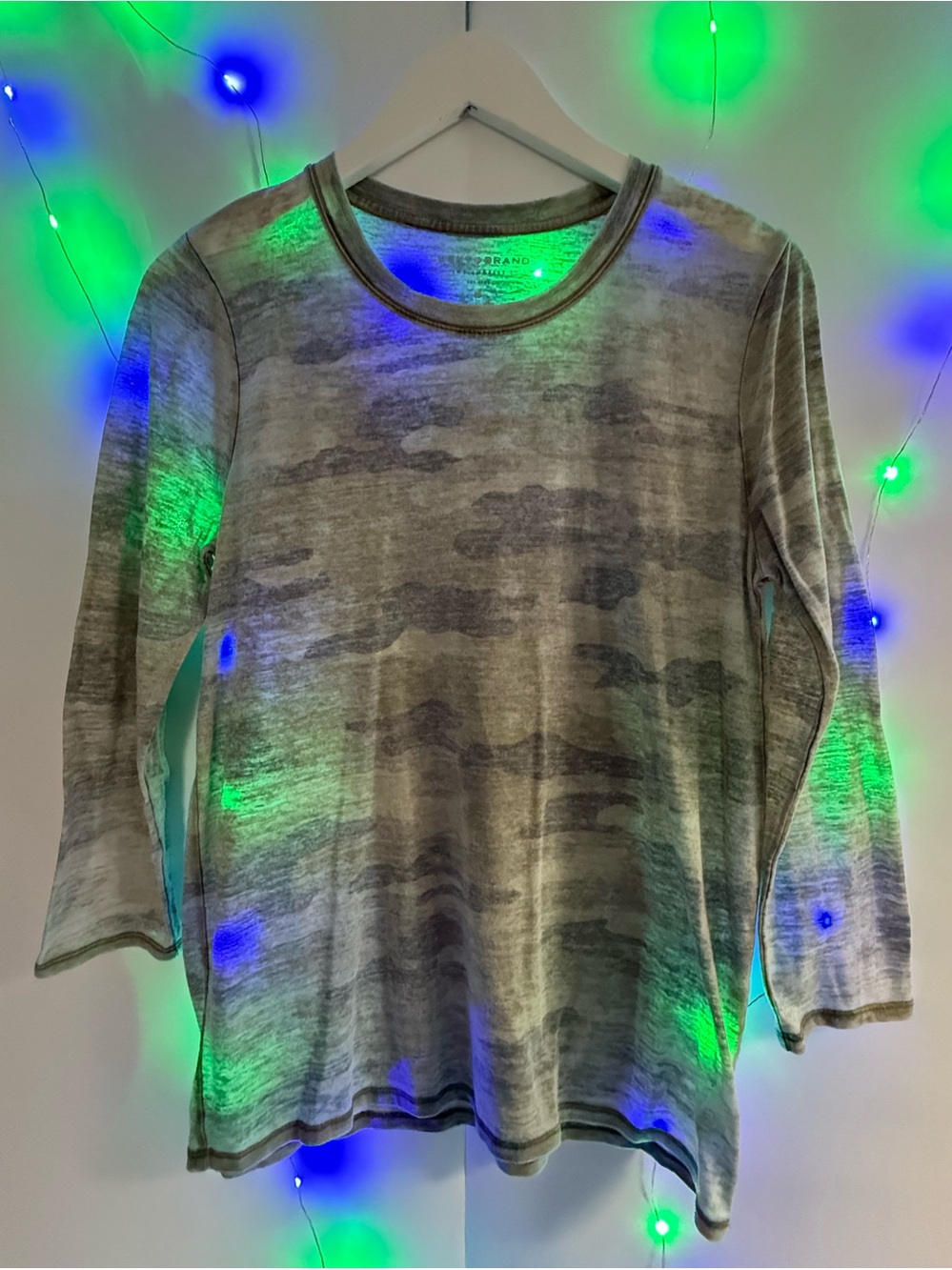 Lucky Brand Lightweight Tee in Faded Green and Gray Camouflage